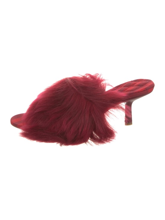 Burberry Shoes - Burberry Burgundy Faux Fur Slide Mule
